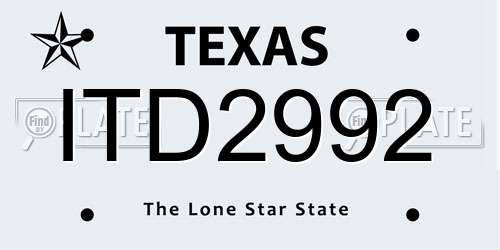 ITD2992 Texas License Plate