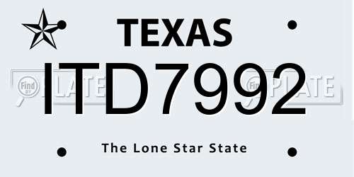 ITD7992 Texas License Plate