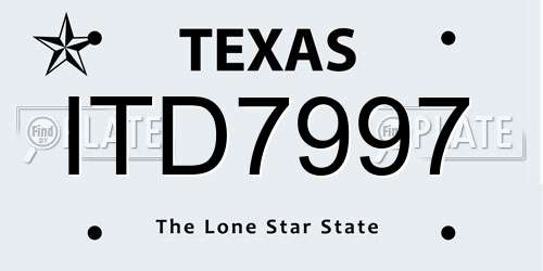 ITD7997 Texas License Plate
