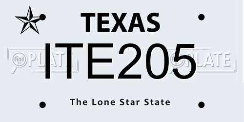 ITE205 Texas License Plate
