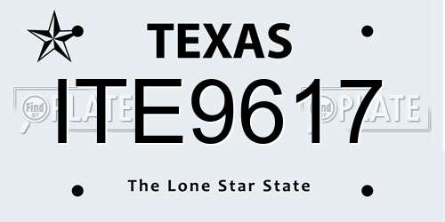 ITE9617 Texas License Plate