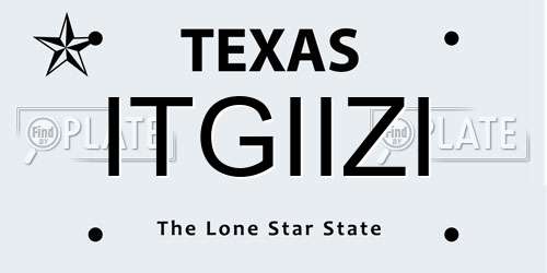 ITGIIZI Texas License Plate