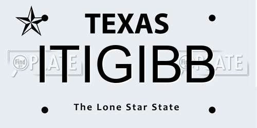 ITIGIBB Texas License Plate