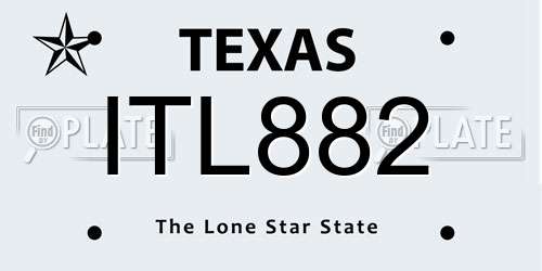 ITL882 Texas License Plate