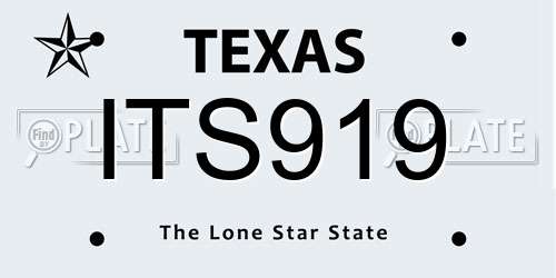 ITS919 Texas License Plate