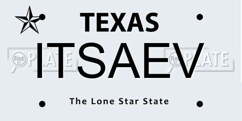 ITSAEV Texas License Plate