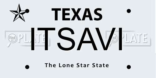 ITSAVI Texas License Plate