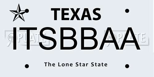 ITSBBAA Texas License Plate
