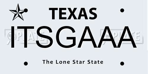 ITSGAAA Texas License Plate