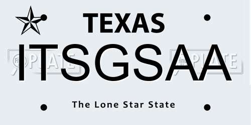 ITSGSAA Texas License Plate