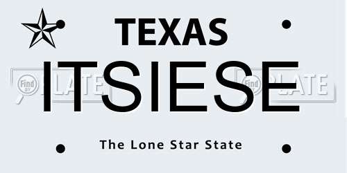 ITSIESE Texas License Plate