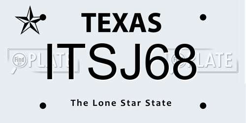 ITSJ68 Texas License Plate