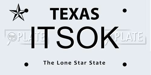 ITSOK Texas License Plate