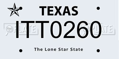 ITT0260 Texas License Plate