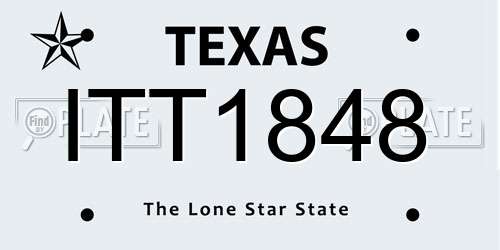 ITT1848 Texas License Plate