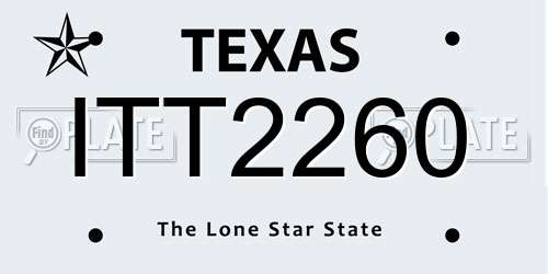 ITT2260 Texas License Plate