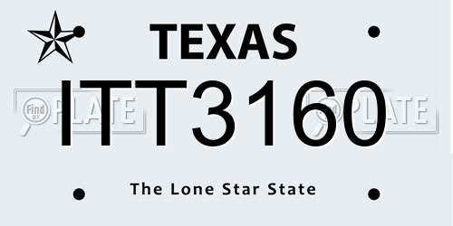 ITT3160 Texas License Plate