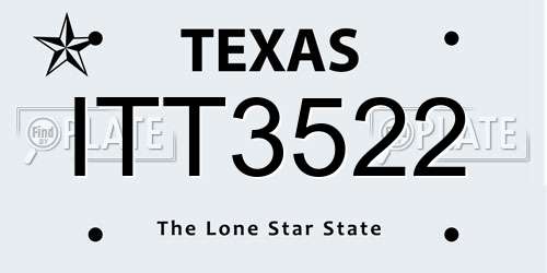 ITT3522 Texas License Plate