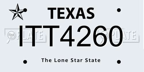 ITT4260 Texas License Plate