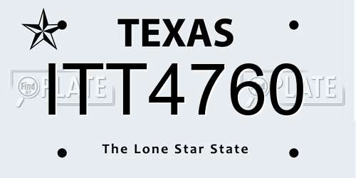 ITT4760 Texas License Plate