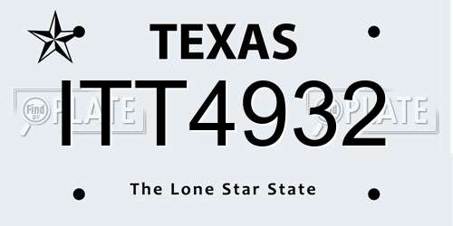 ITT4932 Texas License Plate