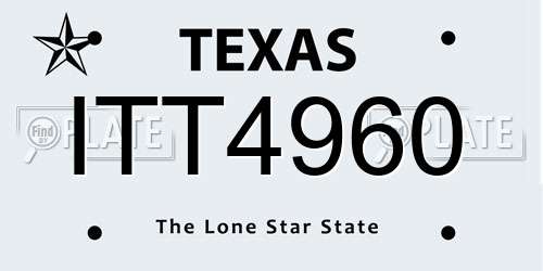 ITT4960 Texas License Plate