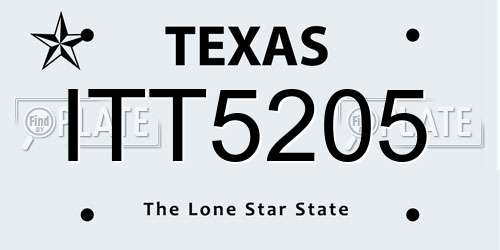 ITT5205 Texas License Plate