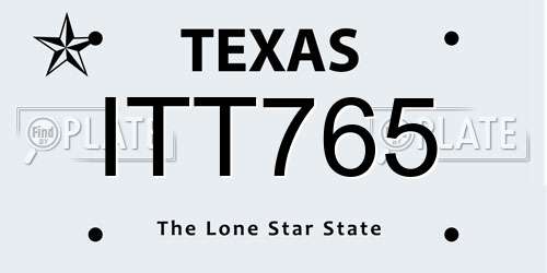 ITT765 Texas License Plate