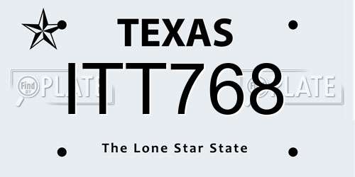 ITT768 Texas License Plate