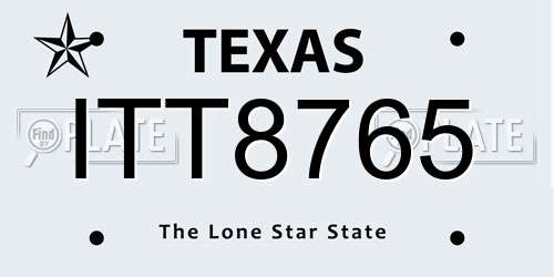 ITT8765 Texas License Plate