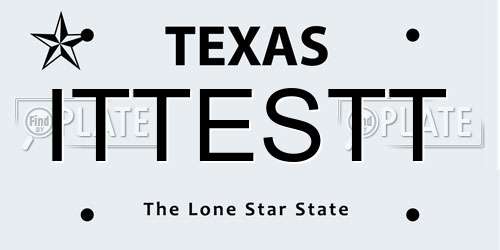 ITTESTT Texas License Plate