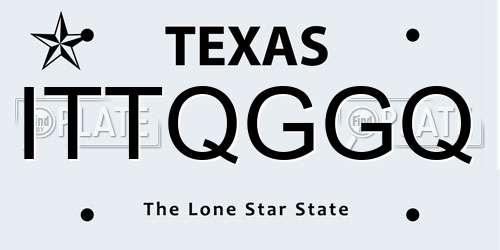 ITTQGGQ Texas License Plate