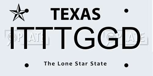 ITTTGGD Texas License Plate