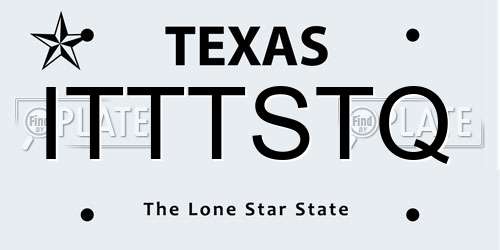 ITTTSTQ Texas License Plate