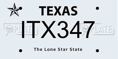 ITX347 Texas License Plate