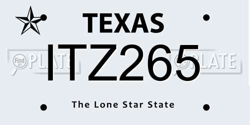 ITZ265 Texas License Plate
