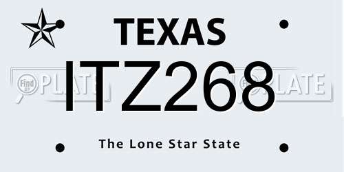 ITZ268 Texas License Plate