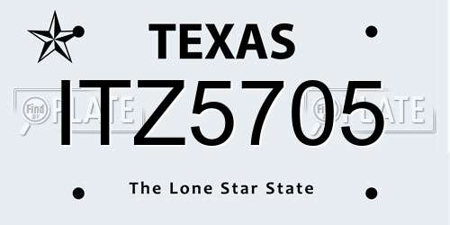ITZ5705 Texas License Plate
