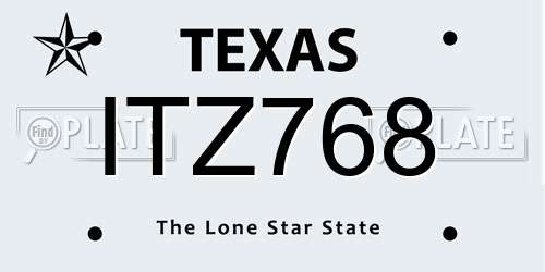 ITZ768 Texas License Plate