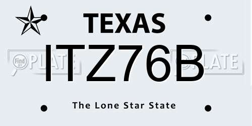 ITZ76B Texas License Plate