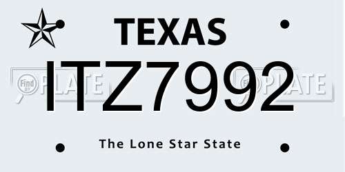 ITZ7992 Texas License Plate