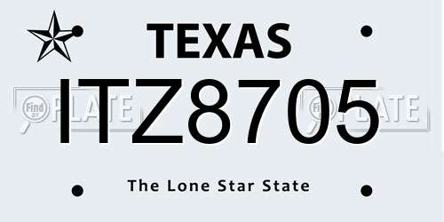 ITZ8705 Texas License Plate