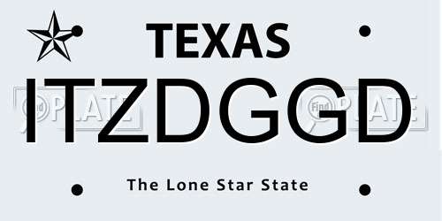 ITZDGGD Texas License Plate