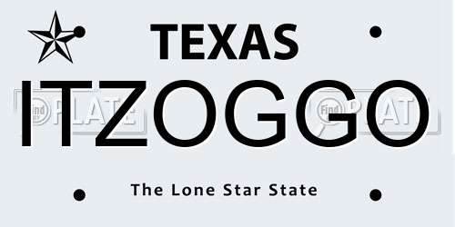 ITZOGGO Texas License Plate