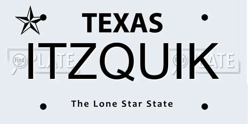 ITZQUIK Texas License Plate