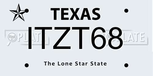 ITZT68 Texas License Plate