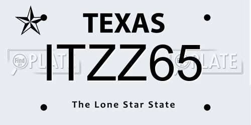 ITZZ65 Texas License Plate