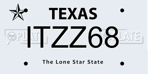 ITZZ68 Texas License Plate
