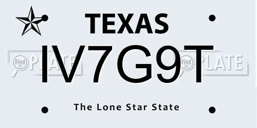 IV7G9T Texas License Plate