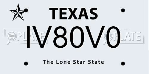 IV80V0 Texas License Plate